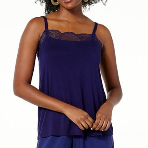 Colleen Lopez Tops - Colleen Lopez Navy Blue Lace Chest Trim Tank Cami Pull over XXS